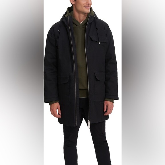 NOIZE BAKER MENS FULL ZIP  HOODED MID LENGTH PARKA JACKET BLACK SIZE XXL NWOT - Picture 11 of 15